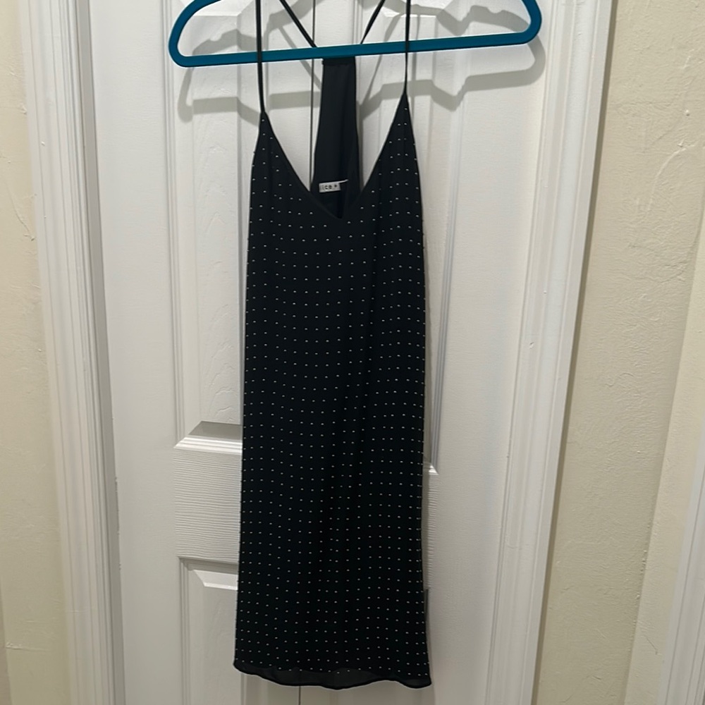 Elegant Black Polka Dot metal details dress